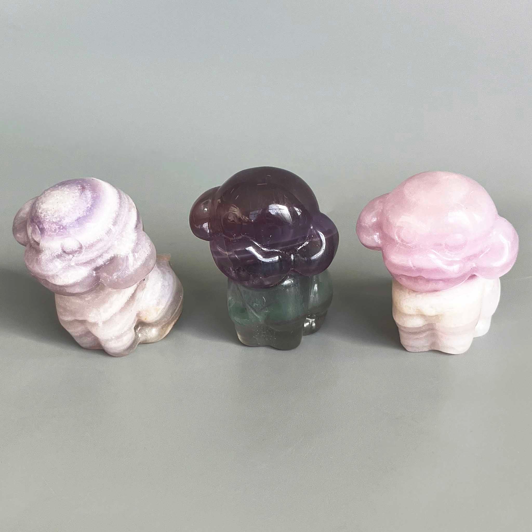 cb7b7af7e1d32acdc0b67f2c87455d55-1 Rainbow Fluorite Dog P Style C 2 inch (5cm) A/B