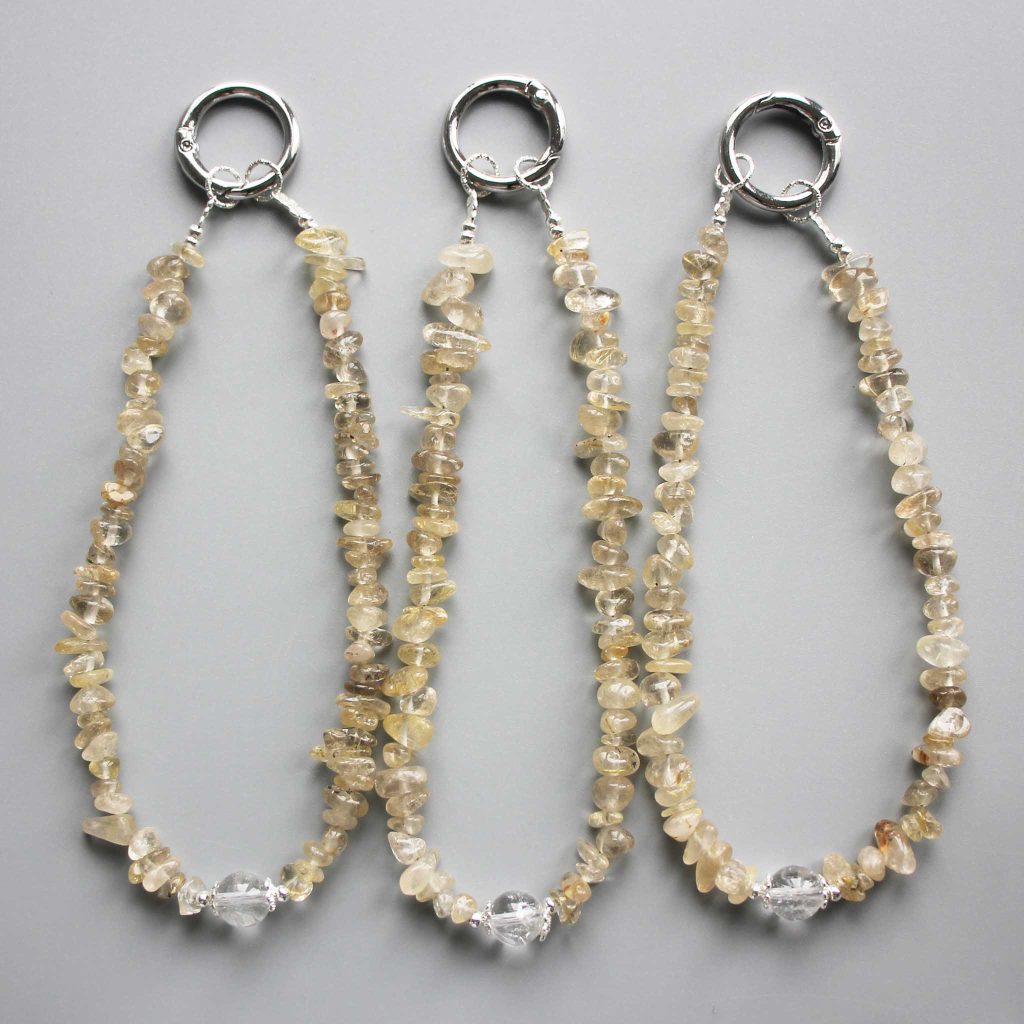 Gold Rutile Quartz Chips Phone Cord 5/10mm A