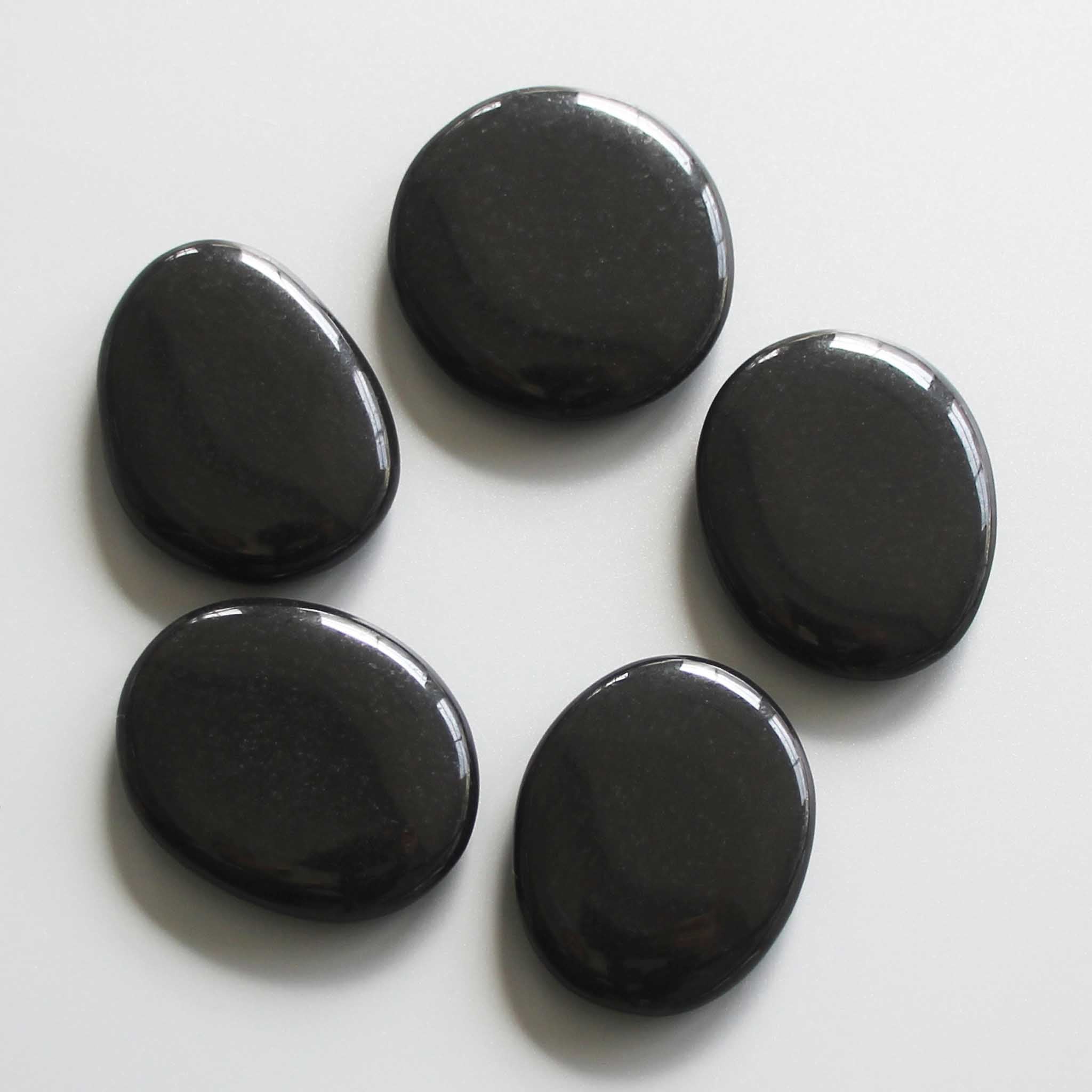 cc52f80211265b77c08b7bde780c0cb3-1 Onyx Black Agate Ch Smooth Stone 1.6 inch (0.8-1 x 3.5-4.5cm) A