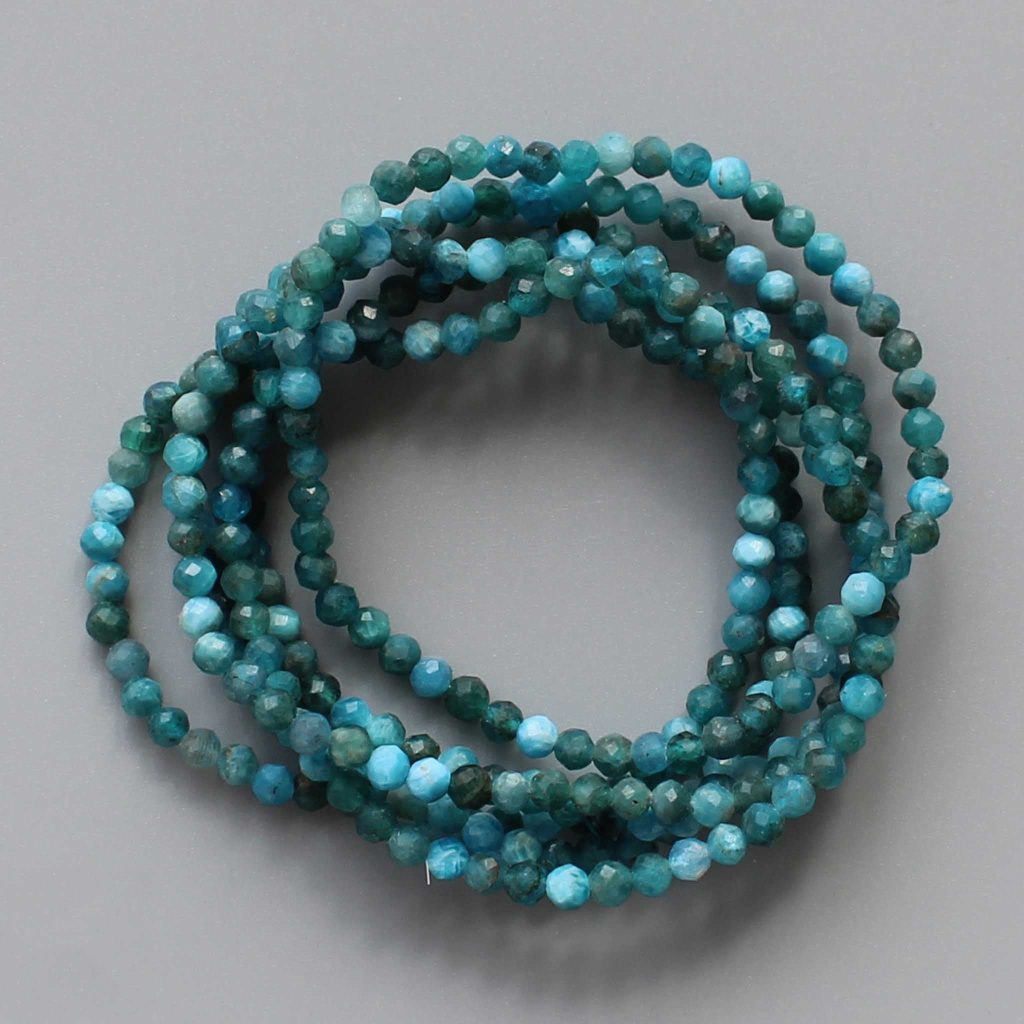 Blue Apatite Faceted Round Bracelet 4mm A/A+