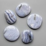 Blue Lace Agate Smooth Stone 1.6 inch (0.8-1 x 3.5-4.5cm) A/B
