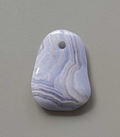 Blue Lace Agate Curve Pendant With Front Hole 1.4-1.8 inch (0.7x3.5-4.5cm) A/A+