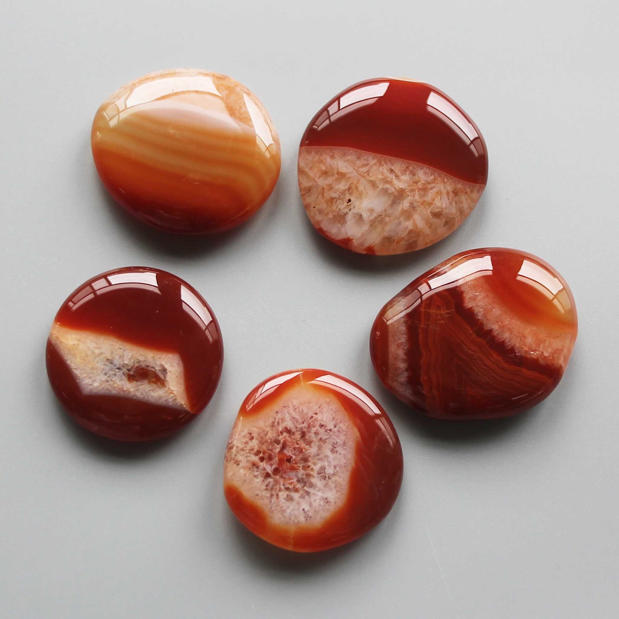 d7453e39ba5bc24ff70381953d47c6b3-1 Red Agate With Quartz Smooth Stone 1.6 inch (0.8-1 x 3.5-4.5cm) A