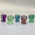 Rainbow Fluorite Cartoon Cat #2 P Pendant With Silver 18/22mm A/A+