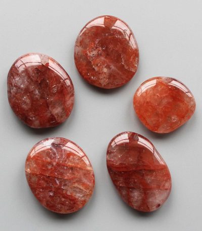 Strawberry Natural Quartz Brazil Smooth Stone 1.6 inch (0.8-1 x 3.5-4.5cm) A+/AA