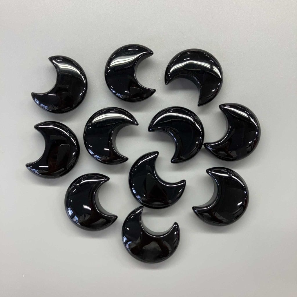Black Obsidian Moon 1.4 inch (1.1 x 3.5cm) A