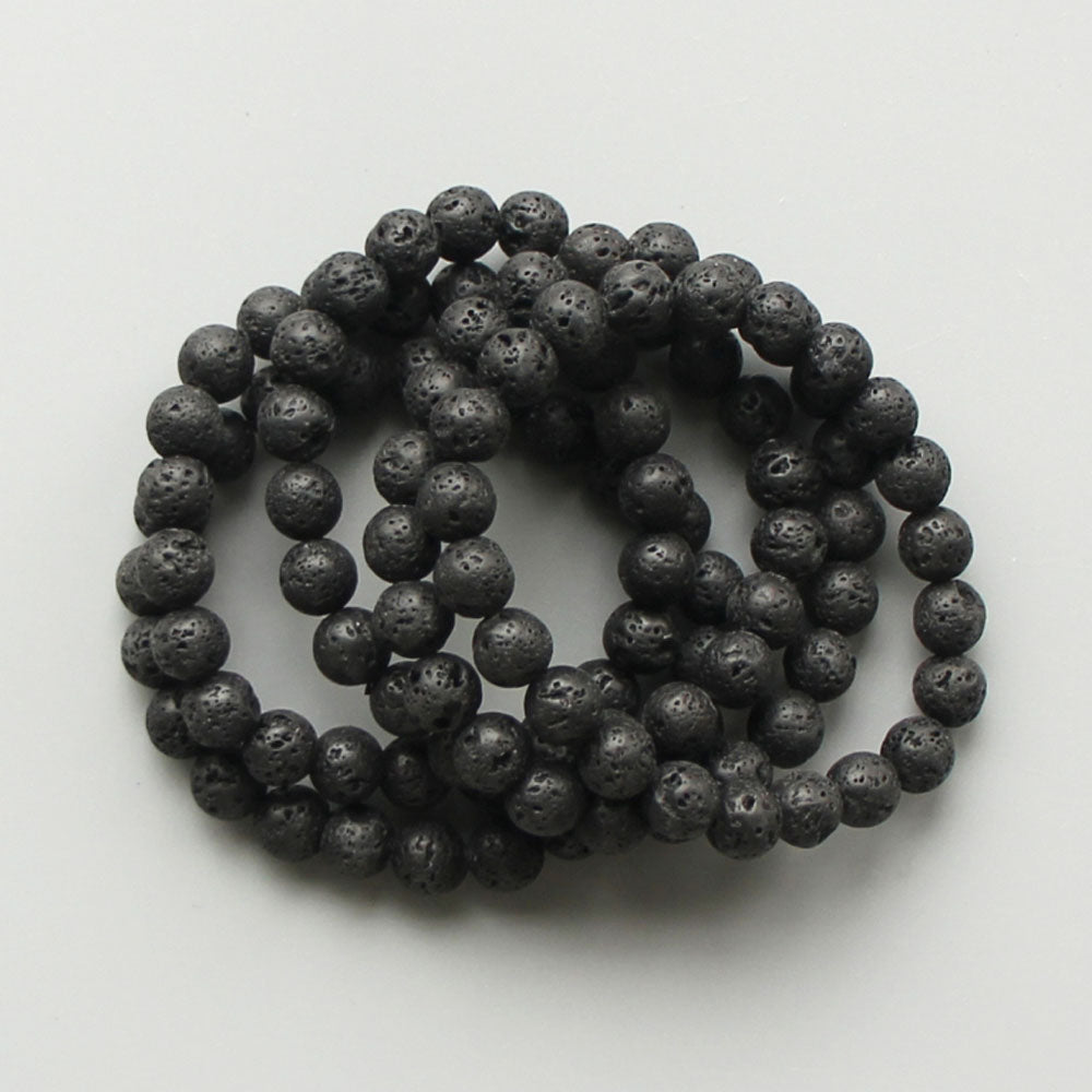 Lava Black Round Bracelet 18cm 8mm A