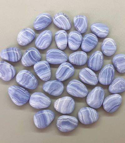 Blue Lace Agate Tumble Pendant With Cross Hole 2.5mm 1.1 inch (2.5-3cm) A+/AA