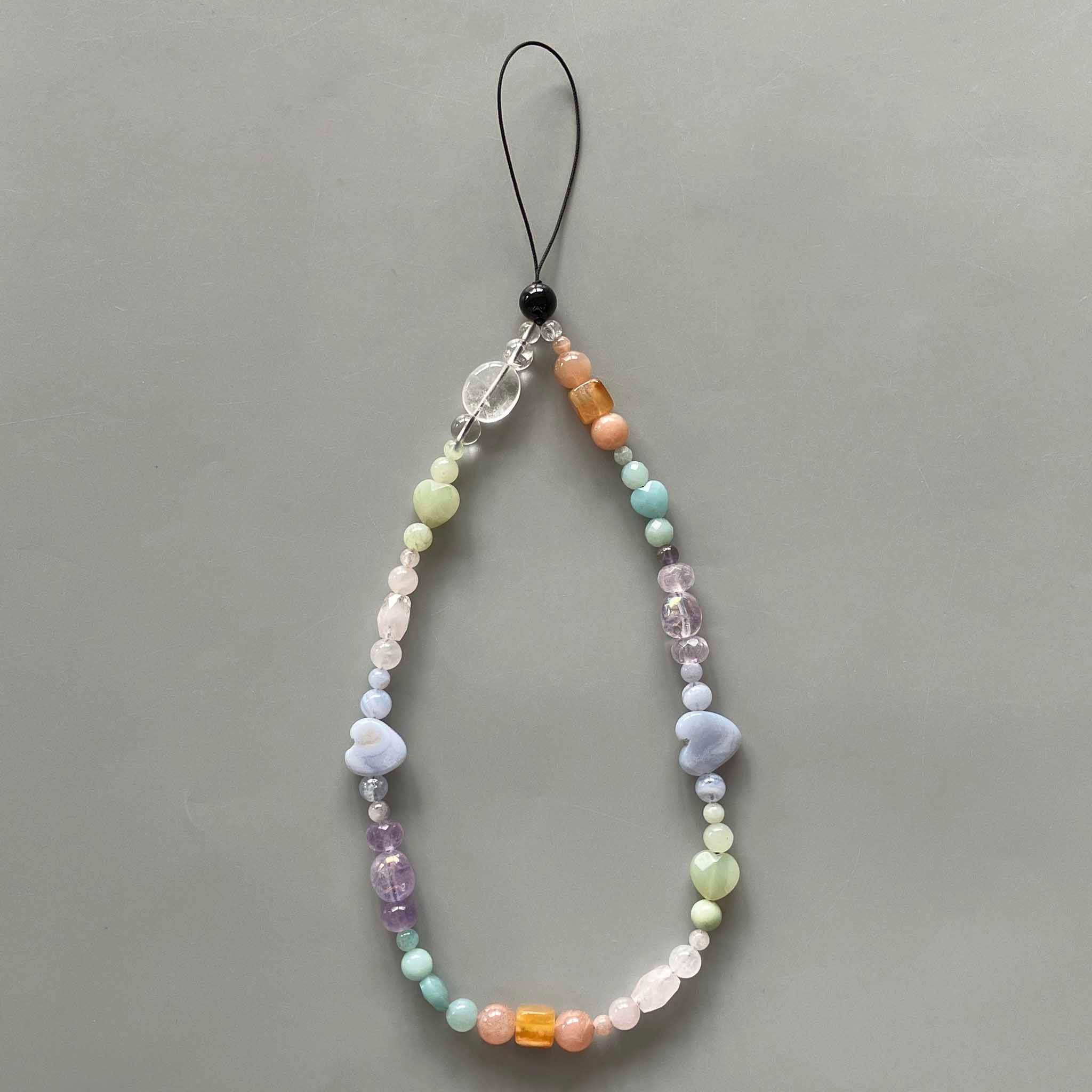e2707c87cdb3a54fb9bd2207e214aecd-1 Mix Stone Phone Strap 9 inch 23cm #5 蓝玉髓, 粉晶 (Grade TBC)
