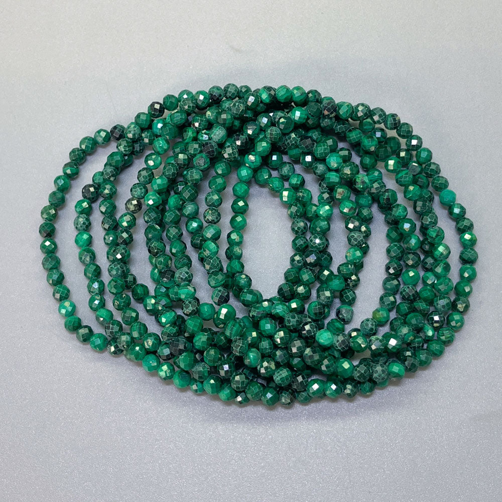 Malachite Faceted Round Bracelet 4mm A
