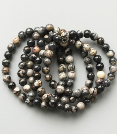 Silver Leaf Jasper Round Bracelet 18cm 8mm A