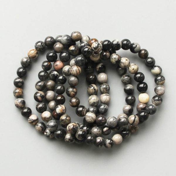 Silver Leaf Jasper Round Bracelet 18cm 8mm A