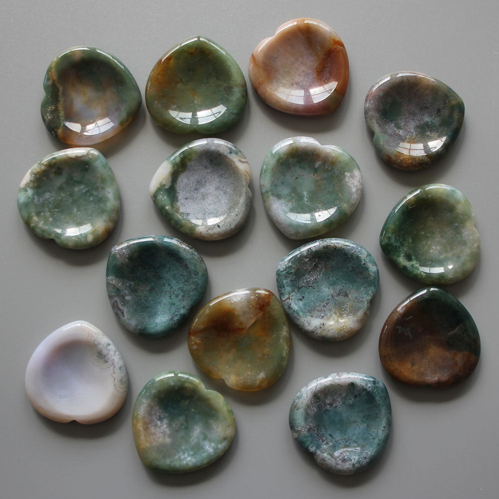 Fancy Agate Heart Thumb Stone 1.6 inch (0.65 x 4 x 4cm) A