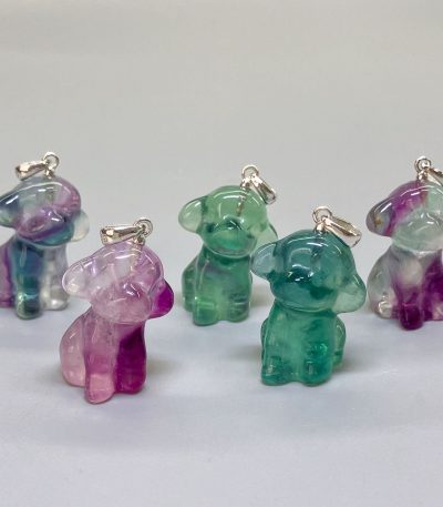 Rainbow Fluorite Dog #2 P Pendant With Silver 18/22mm A/A+