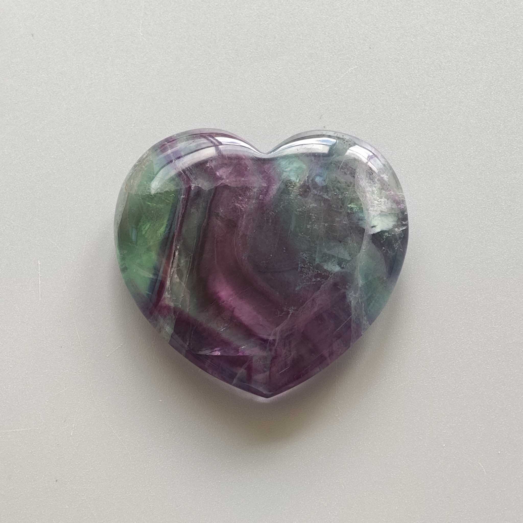 e7e677064b7a4b68cf30a1cea4c76485-1 Rainbow Fluorite Heart 1.2 inch (1.3 x 3 x 3cm) A/A+