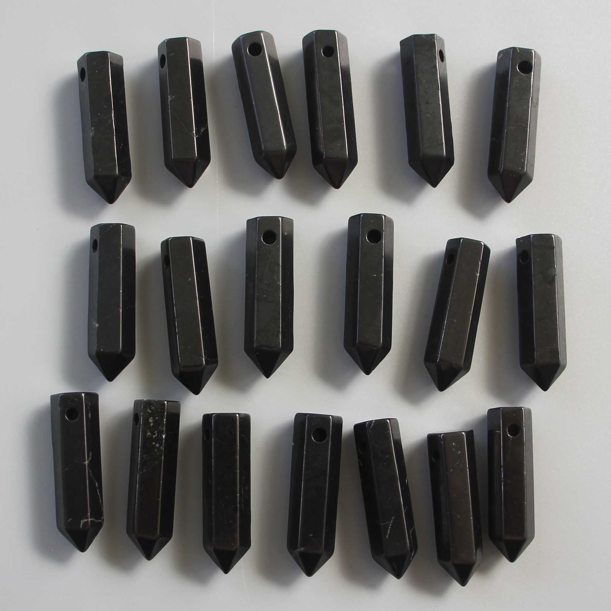 e874036e5d11c8eba90a068e40acec10_8a8e946f-f91f-4e24-a3ab-4278e56cf51f Shungite Single Point Pendant With Cross Hole 10*38/40mm A
