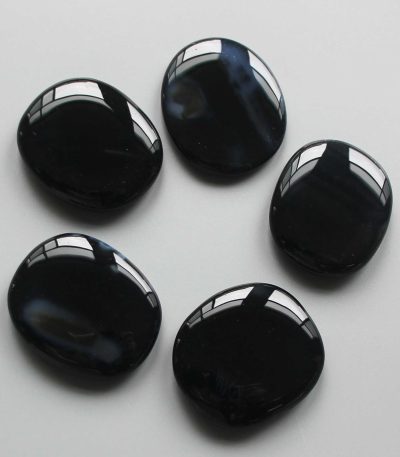 Black Agate Smooth Stone 1.6 inch (0.9 x 4cm) A