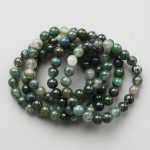 Moss Agate Round Bracelet 18cm 8mm A
