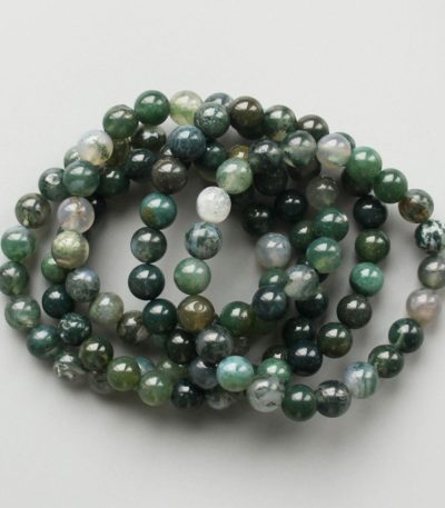 Moss Agate Round Bracelet 18cm 8mm A