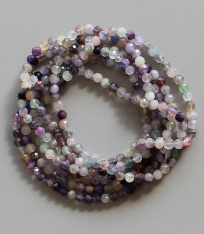 Rainbow Fluorite Faceted Round Bracelet 4mm A/B