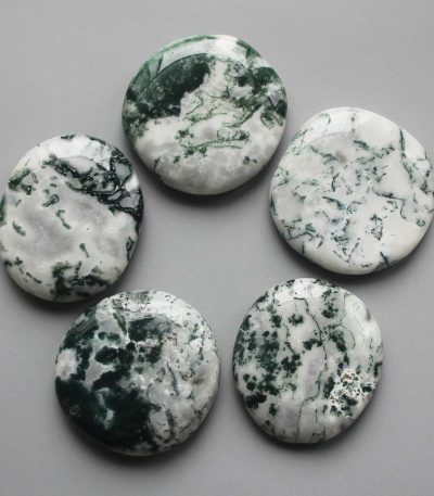 Tree Agate Smooth Stone 1.6 inch (0.8-1 x 3.5-4.5cm) A