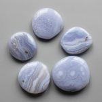 Blue Lace Agate Smooth Stone 1.6 inch (0.8-1 x 3.5-4.5cm) A