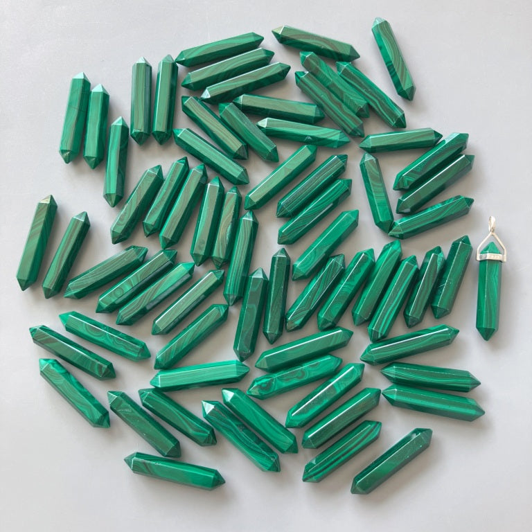 f2e05586b70e5097f7b202441d045e7f-1 Malachite Double Point Pendant With Silver 7x35mm A/A+