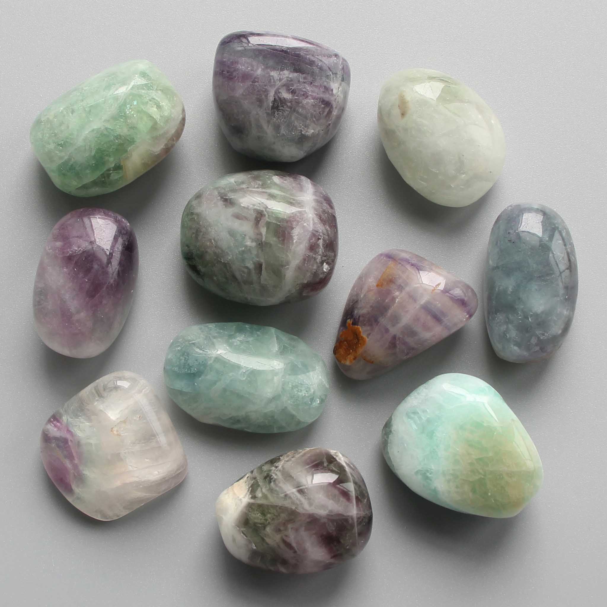 f2eb30f4dd0ae50a034d25fa2d68178f-1 Rainbow Fluorite Tumble Stone 1 inch (2-3cm) B