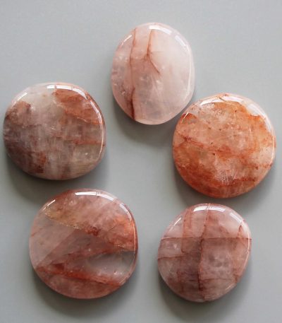Strawberry Natural Quartz Brazil Smooth Stone 1.6 inch (0.8-1 x 3.5-4.5cm) A/A+