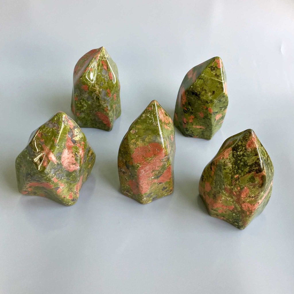 Unakite Concave & Caving Sculpture 250-500g/pc A