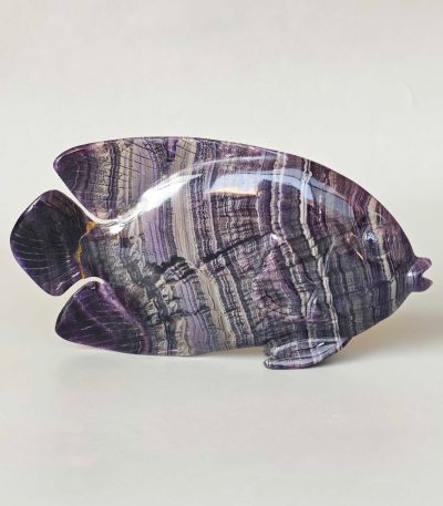 Purple Rainbow Fluorite Fish Carving 7# 5.6inch (2.2x8x14cm) A
