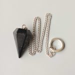 Shungite Single point pendulum with chain 1.4 inch (2x3.5cm) A
