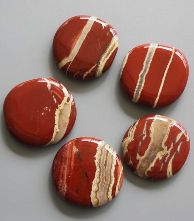 Red Rainbow Jasper Smooth Stone 1.6 inch (0.8-1 x 3.5-4.5cm) A