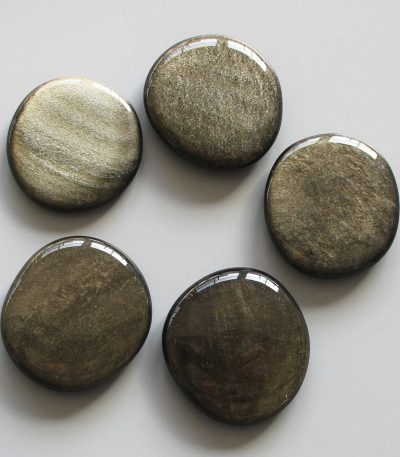 Golden Obsidian Smooth Stone 1.6 inch (0.8-1 x 3.5-4.5cm) A/A+