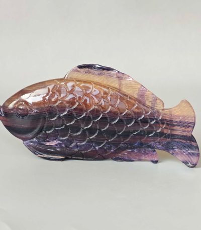 Rainbow Fluorite Fish Carving 3# 6.2inch (2.5x7.5x15.5cm) A+
