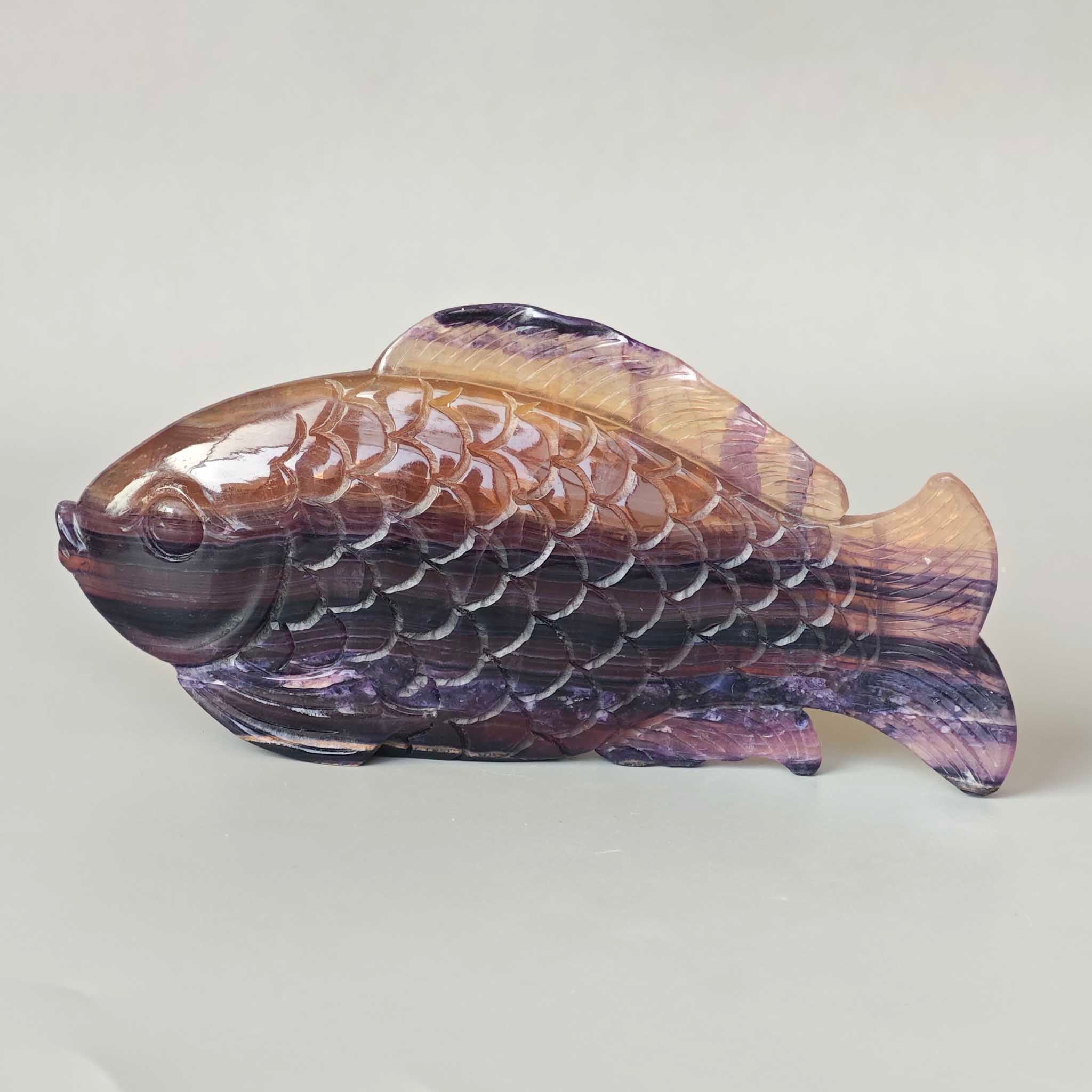 fbf4188cab8bd5cc025f88a4b629ed89-1 Rainbow Fluorite Fish Carving 3# 6.2inch (2.5x7.5x15.5cm) A+