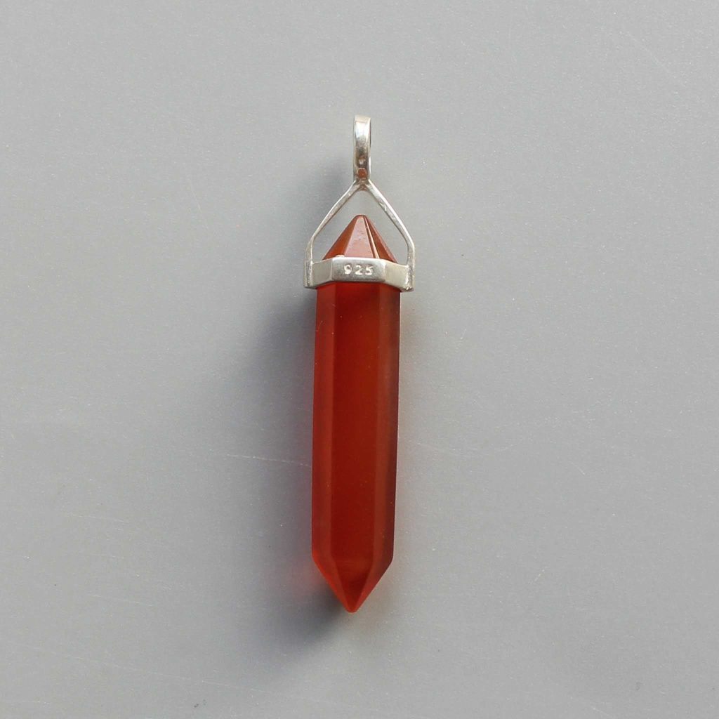 Carnelian Double Point Pendant With Silver 7x35mm A