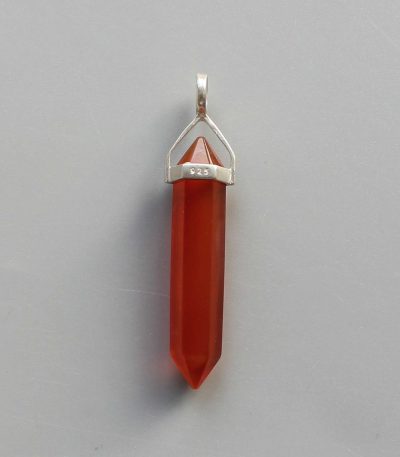 Carnelian Double Point Pendant With Silver 7x35mm A