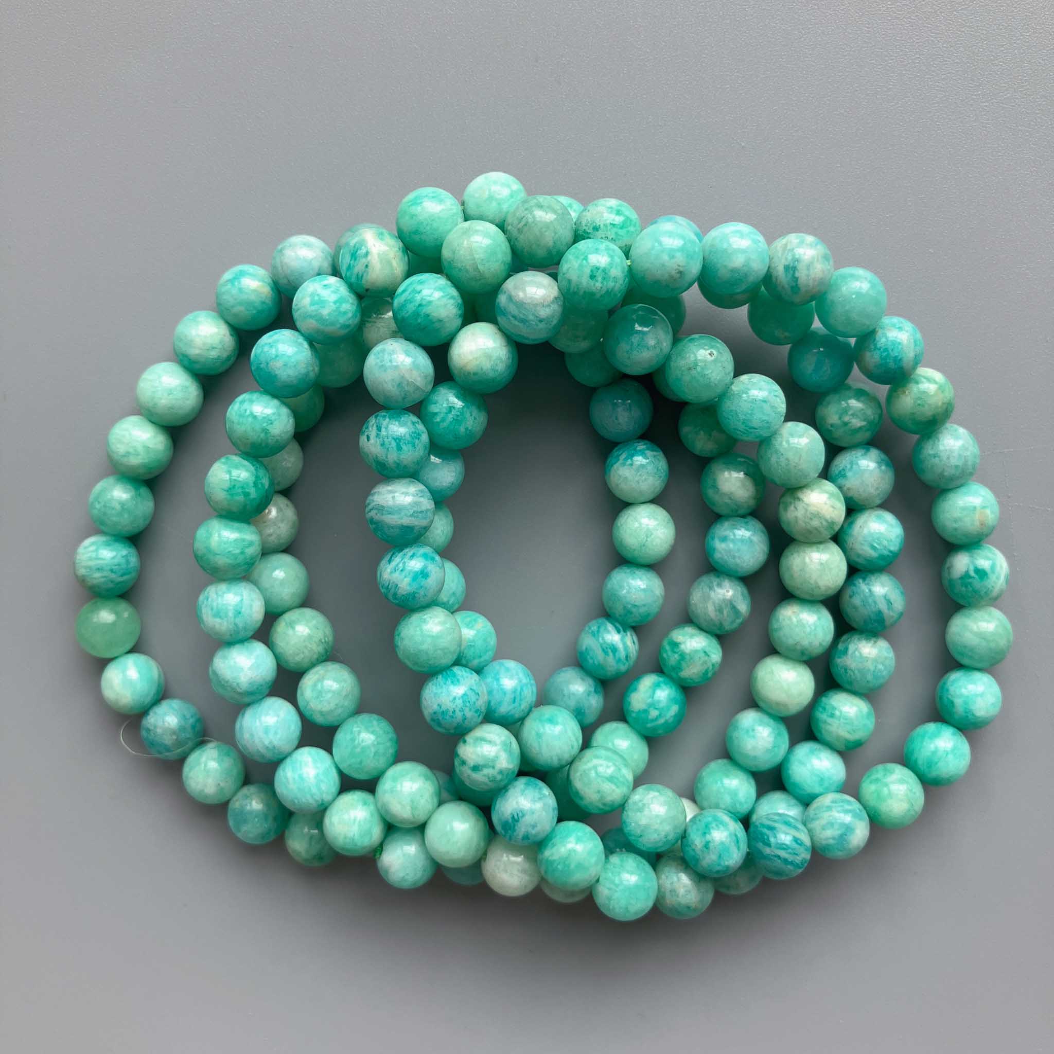 fee8604fdb6a928ee94fcf9ea3de83fc-1 Green Amazonite Round Bracelet 18cm 6mm A