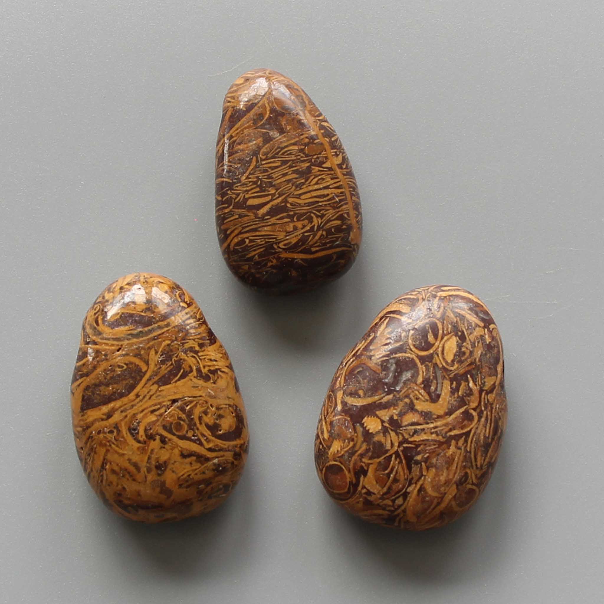 00ac9028de8ab89d3803fc8907d511d4-1 Brown & Yellow Jasper Tumble Pendant With Cross Hole 2.5mm 0.8-1.2 inch (2.2-3cm) A