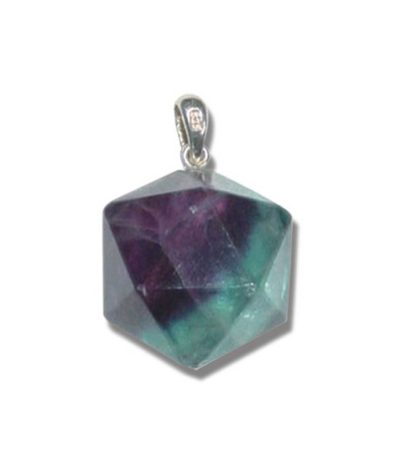 Rainbow Fluorite FLD pendant with silver 18mm A/A+