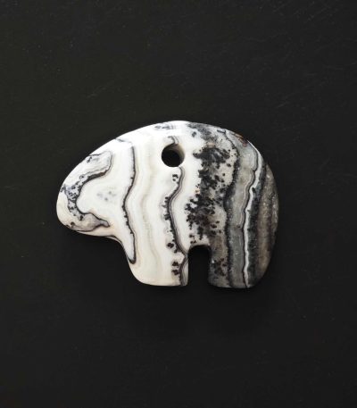 Banded Zebra Jasper Simple Bear Pendant With Front Hole 8x25x35mm A/A+