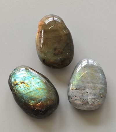 Labradorite Tumble Pendant With Cross Hole 2.5mm 0.8-1.2 inch (2.2-3cm) A+/AA