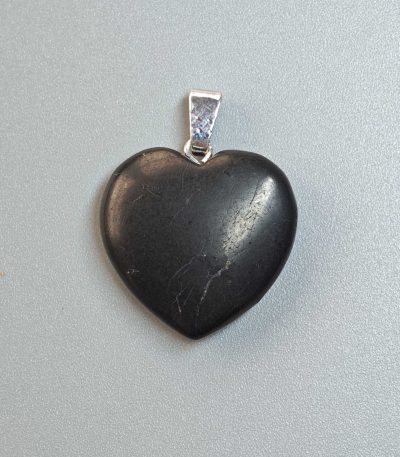 Shungite Heart Pendant With Metal 6x20x20mm A