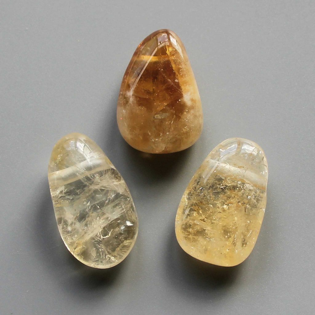 Citrine Tumble Pendant With Cross Hole 2.5mm 0.8-1.2 inch (2.2-3cm) A