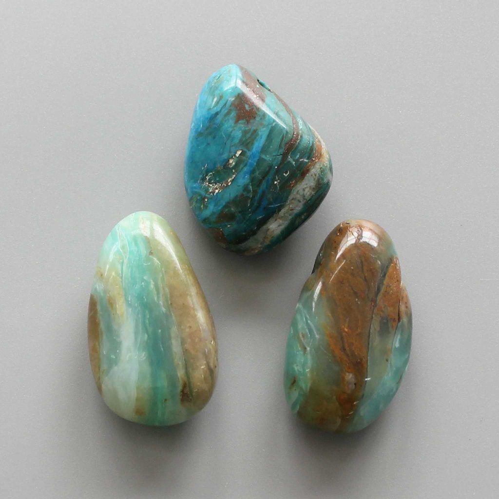 Blue Opal Tumble Pendant With Cross Hole 2.5mm 0.8-1.2 inch (2.2-3cm) A/A+