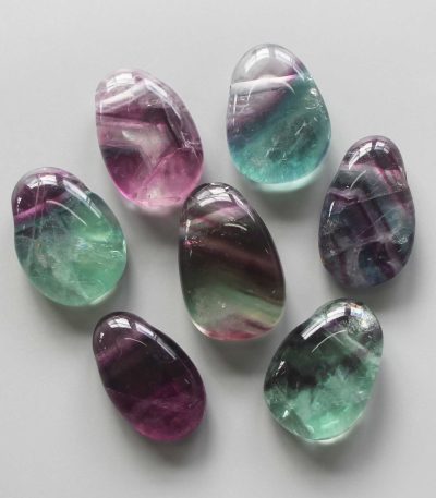 Rainbow Fluorite Tumble Pendant With Cross Hole 2.5mm 0.8-1.2 inch (2.2-3cm) A+/AA
