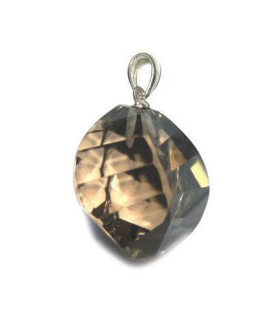 Smoky Quartz Straight Faceted Pendant With Silver 18-25mm A/A+