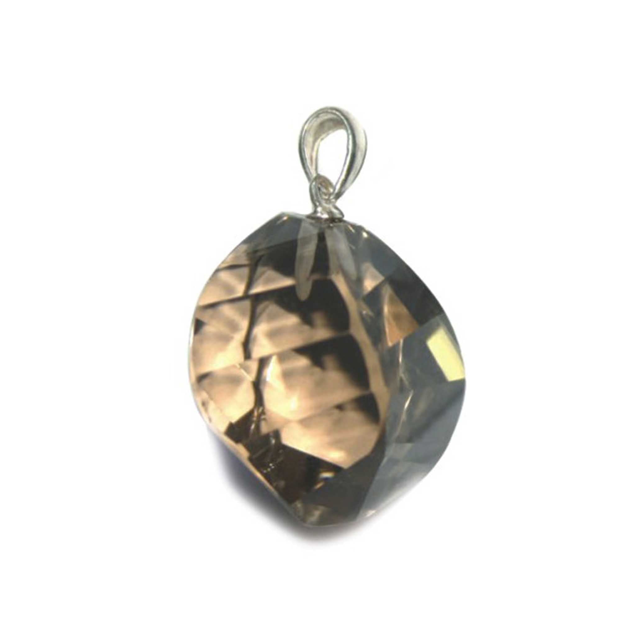 0ac774da416ed6ef5d955b92031ea8c4-1 Smoky Quartz Straight Faceted Pendant With Silver 18-25mm A/A+