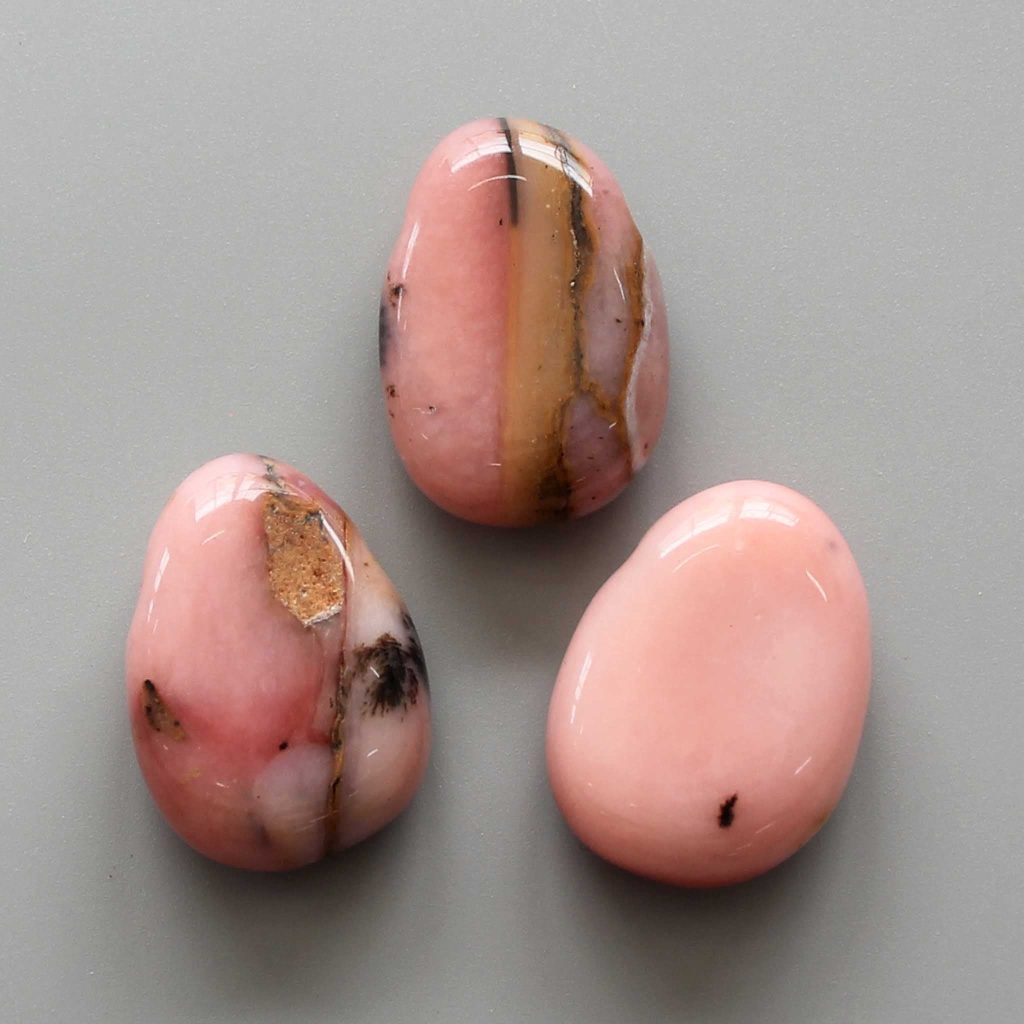 Pink Opal Peru Tumble Pendant With Cross Hole 2.5mm 0.8-1.2 inch (2.2-3cm) A+/AA